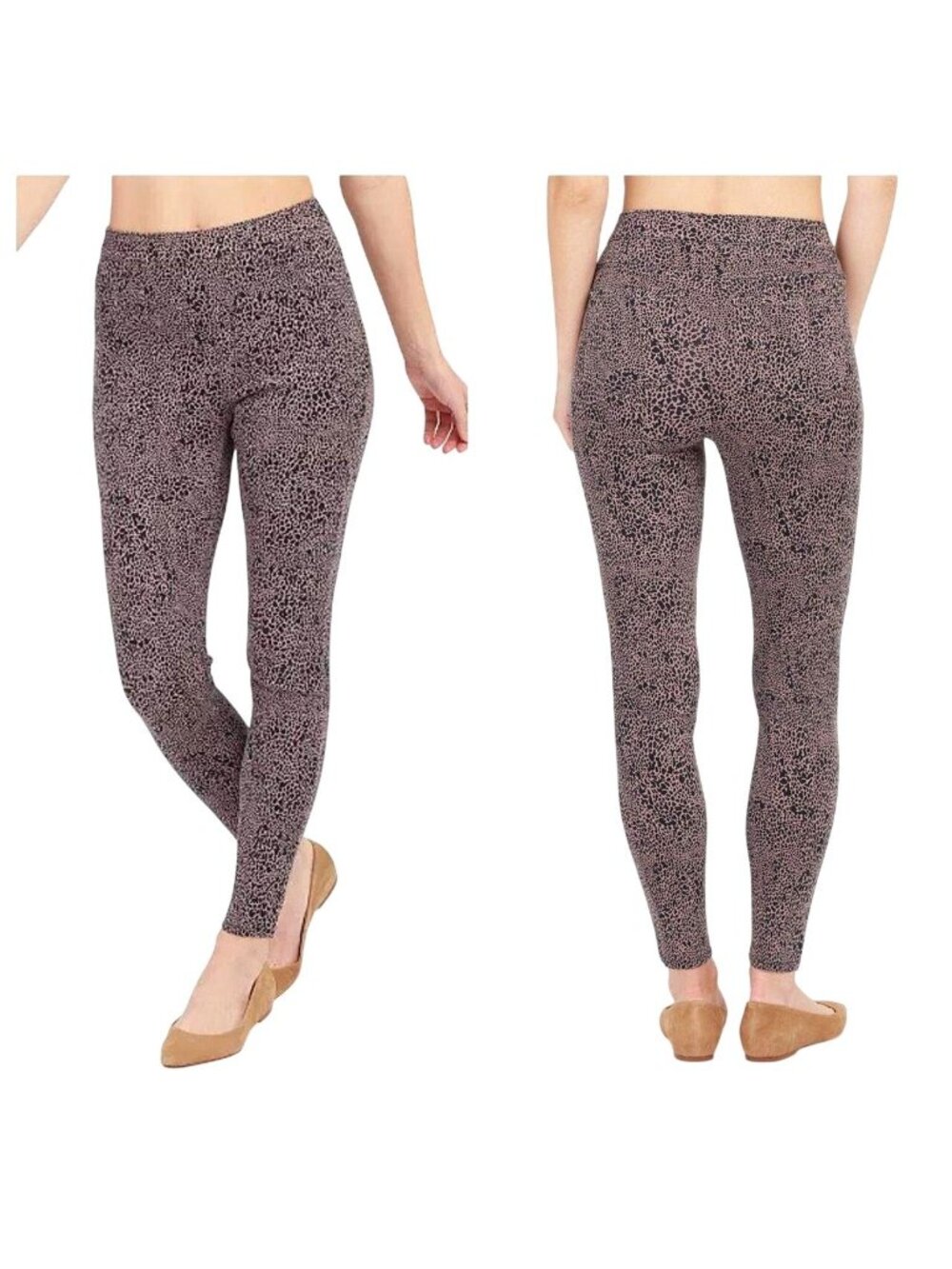 SPANX Jean-ish Ankle Leggings Cheetah Print Sz M Stretch Skinny Pants Athleisure